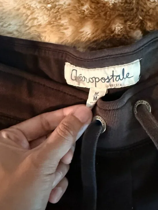 Aeropostale M Brown Low Rise Flare Fleece Sweatpants Pink “AERO NYC” Logo (Worn) - Picture 4 of 7